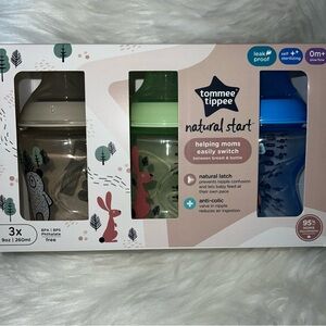 Tommee Tippee Natural Start Baby Bottles - Blue, Green, Gray